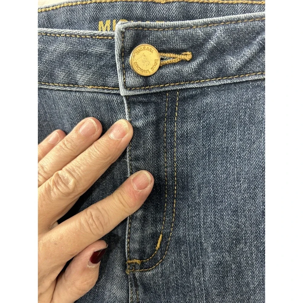 Michael Kors Izzy Skinny Jeans Dark Wash Blue Denim Petite 10P‎ Gold Hardware